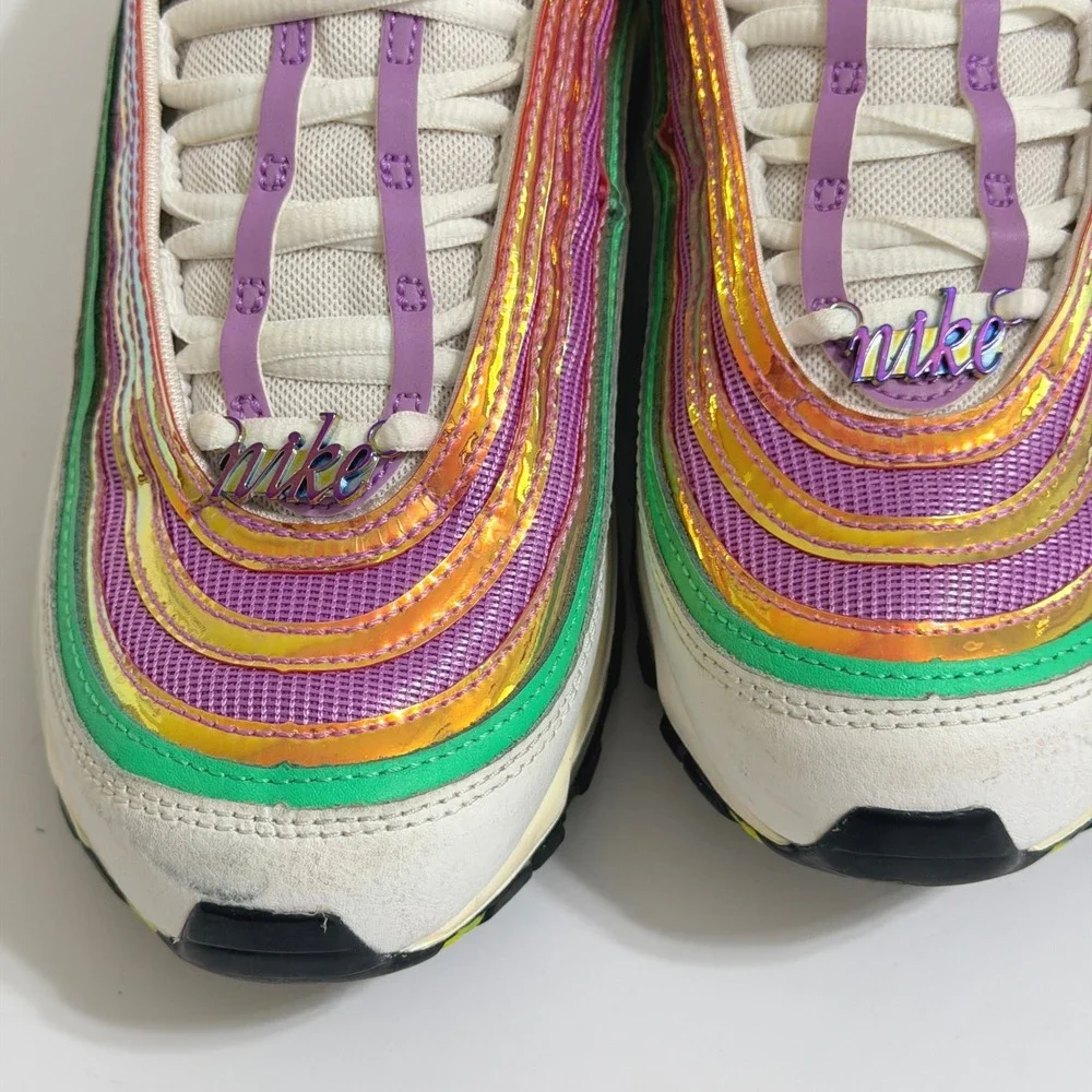 Nike Air Max 97 White Electro Green Fuchsia Glow Sneakers Womens 7 Multicolor